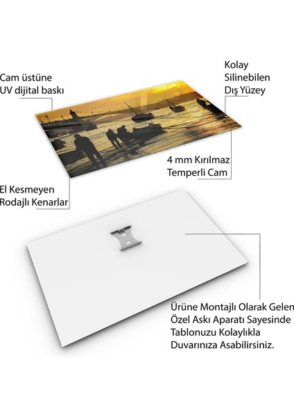 Doğa Manzaralı Cam Tablo - Istanbul - Yatay Motif 02-003