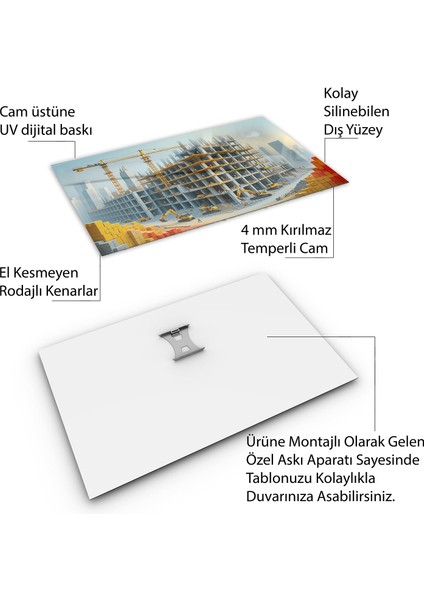 Mesleki Cam Tablo - Müteahhit - Yatay Motif 14-184