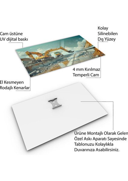 Mesleki Cam Tablo - Müteahhit - Yatay Motif 14-195