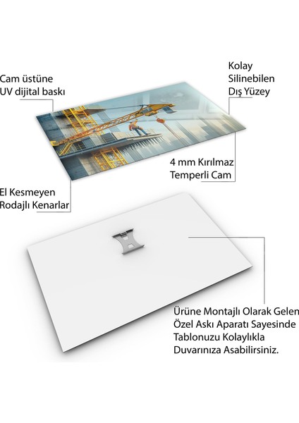 Mesleki Cam Tablo - Müteahhit - Yatay Motif 14-171