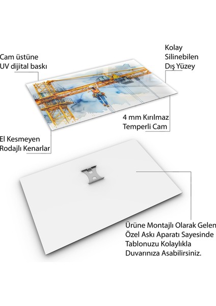 Mesleki Cam Tablo - Müteahhit - Yatay Motif 14-177