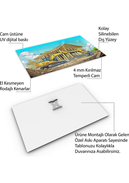 Mesleki Cam Tablo - Müteahhit - Yatay Motif 14-179