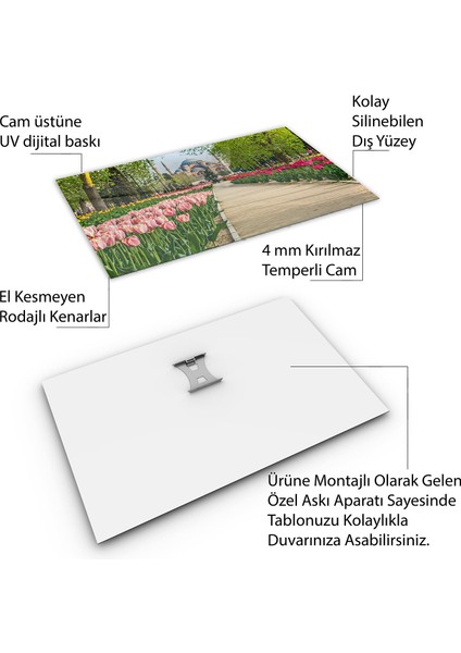 Doğa Manzaralı Cam Tablo - Istanbul - Yatay Motif 02-008