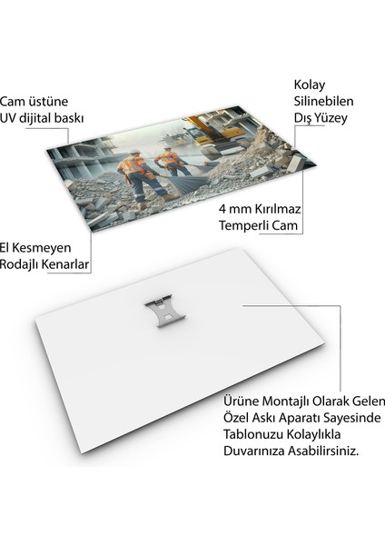 Mesleki Cam Tablo - Müteahhit - Yatay Motif 14-105