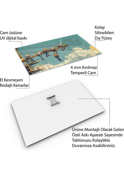 Mesleki Cam Tablo - Müteahhit - Yatay Motif 14-108