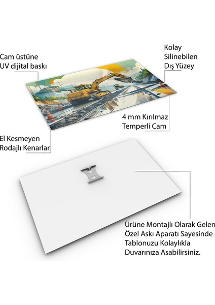 Mesleki Cam Tablo - Müteahhit - Yatay Motif 14-110
