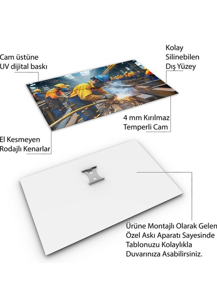 Mesleki Cam Tablo - Müteahhit - Yatay Motif 14-120