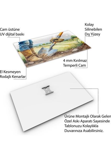 Mesleki Cam Tablo - Müteahhit - Yatay Motif 14-159