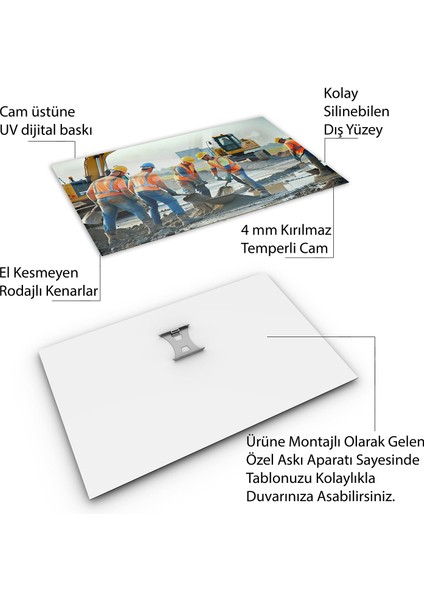 Mesleki Cam Tablo - Müteahhit - Yatay Motif 14-121