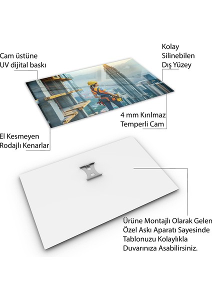 Mesleki Cam Tablo - Müteahhit - Yatay Motif 14-167
