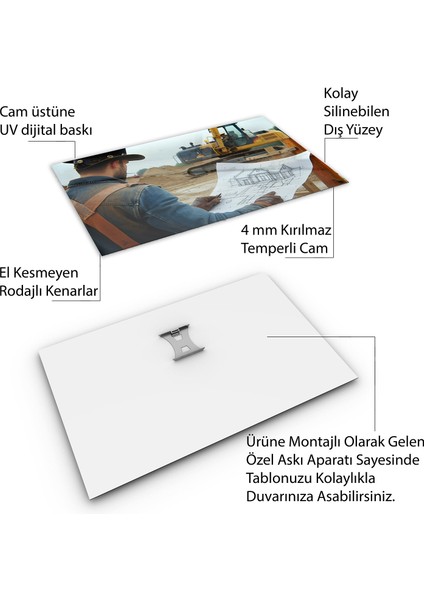 Mesleki Cam Tablo - Müteahhit - Yatay Motif 14-170