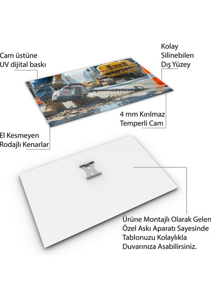 Mesleki Cam Tablo - Müteahhit - Yatay Motif 14-129