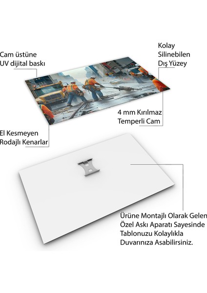 Mesleki Cam Tablo - Müteahhit - Yatay Motif 14-141