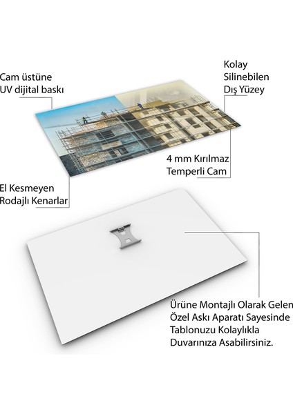 Mesleki Cam Tablo - Müteahhit - Yatay Motif 14-139