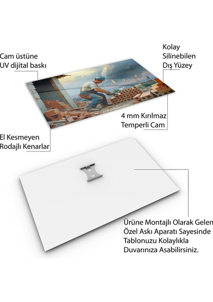 Mesleki Cam Tablo - Müteahhit - Yatay Motif 14-164