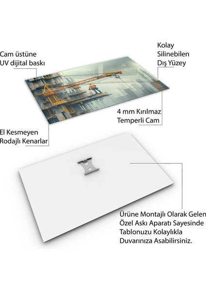 Mesleki Cam Tablo - Müteahhit - Yatay Motif 14-147