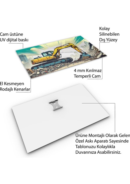 Mesleki Cam Tablo - Müteahhit - Yatay Motif 14-166
