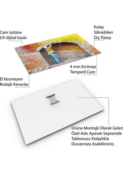 Mesleki Cam Tablo - Müteahhit - Yatay Motif 14-152