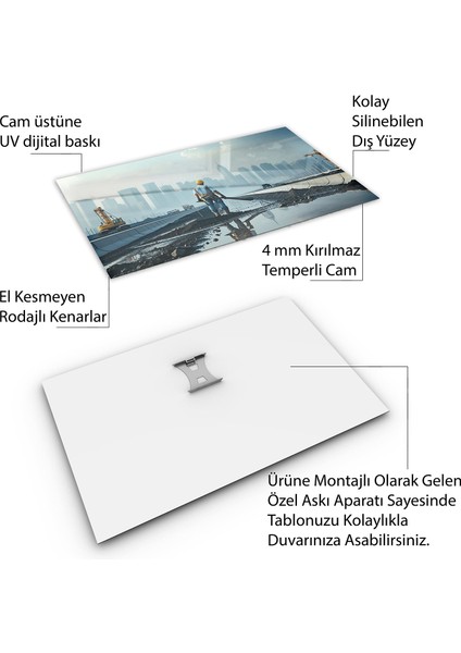 Mesleki Cam Tablo - Müteahhit - Yatay Motif 14-160