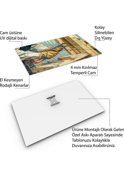 Mesleki Cam Tablo - Müteahhit - Yatay Motif 14-161