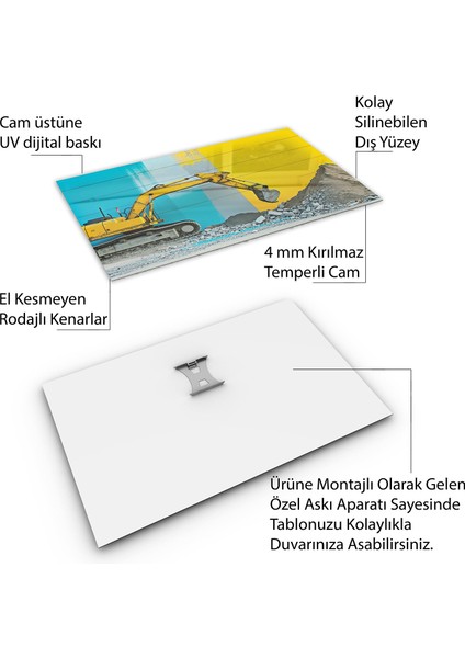 Mesleki Cam Tablo - Müteahhit - Yatay Motif 14-128
