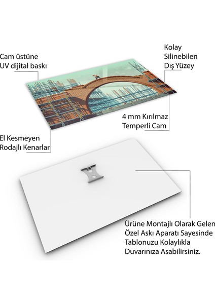 Mesleki Cam Tablo - Müteahhit - Yatay Motif 14-130
