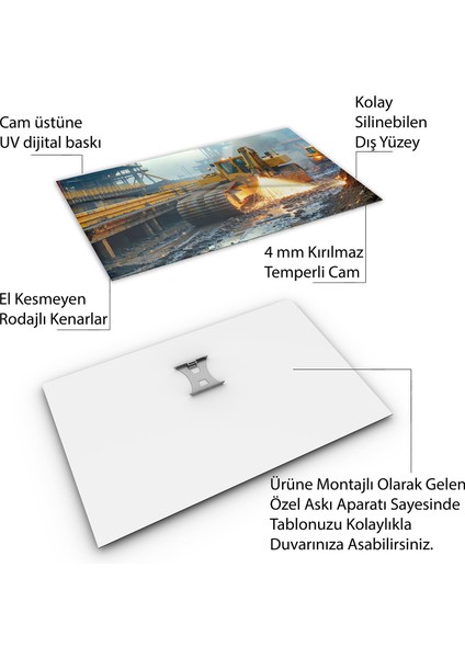 Mesleki Cam Tablo - Müteahhit - Yatay Motif 14-136