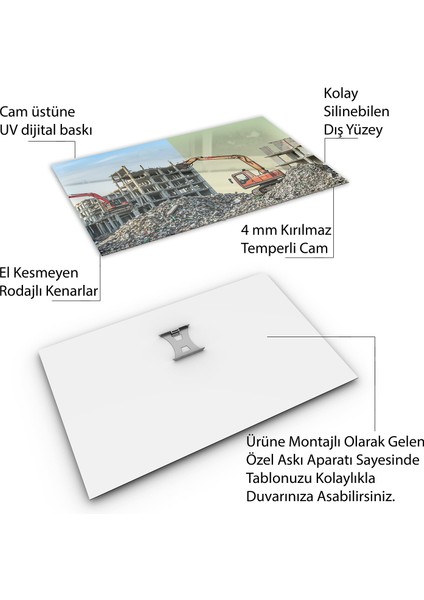 Mesleki Cam Tablo - Müteahhit - Yatay Motif 14-142