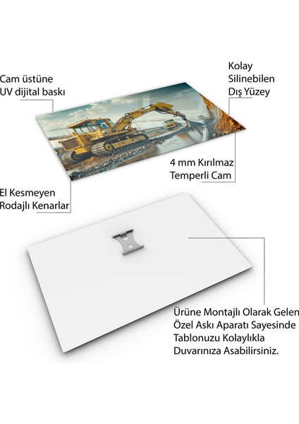 Mesleki Cam Tablo - Müteahhit - Yatay Motif 14-138