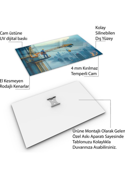 Mesleki Cam Tablo - Müteahhit - Yatay Motif 14-146