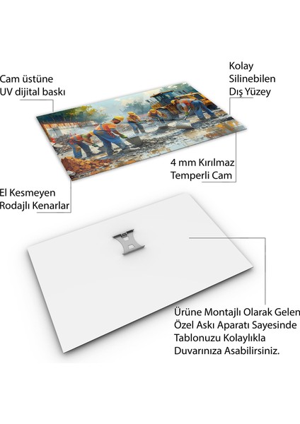 Mesleki Cam Tablo - Müteahhit - Yatay Motif 14-151