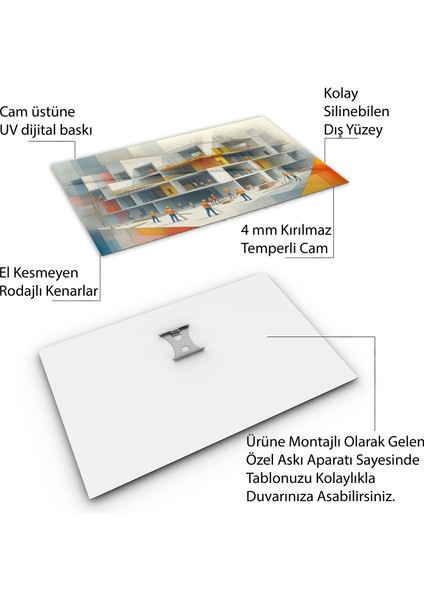 Mesleki Cam Tablo - Müteahhit - Yatay Motif 14-135