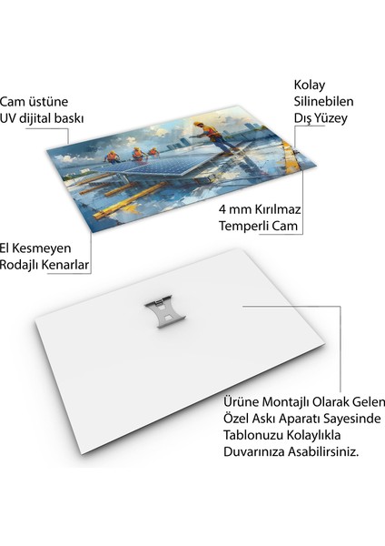 Mesleki Cam Tablo - Müteahhit - Yatay Motif 14-158