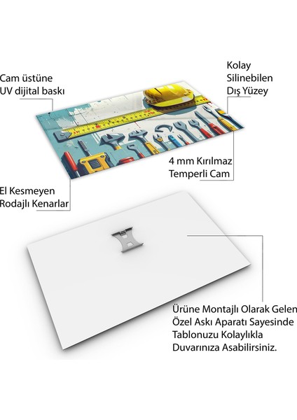 Mesleki Cam Tablo - Müteahhit - Yatay Motif 14-122