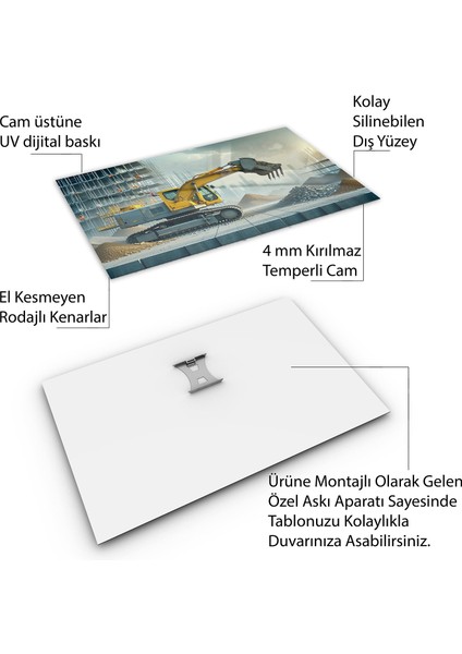 Mesleki Cam Tablo - Müteahhit - Yatay Motif 14-156