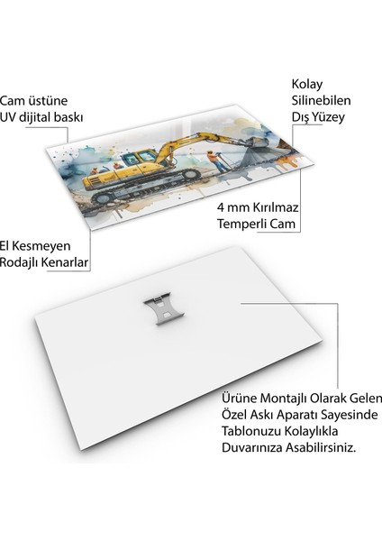 Mesleki Cam Tablo - Müteahhit - Yatay Motif 14-150