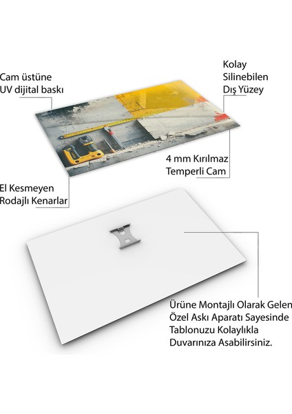Mesleki Cam Tablo - Müteahhit - Yatay Motif 14-119