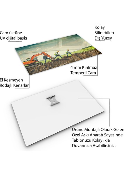 Mesleki Cam Tablo - Müteahhit - Yatay Motif 14-104
