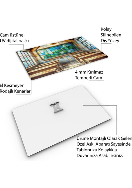 Mesleki Cam Tablo - Öğretmen - Yatay Motif 11-159