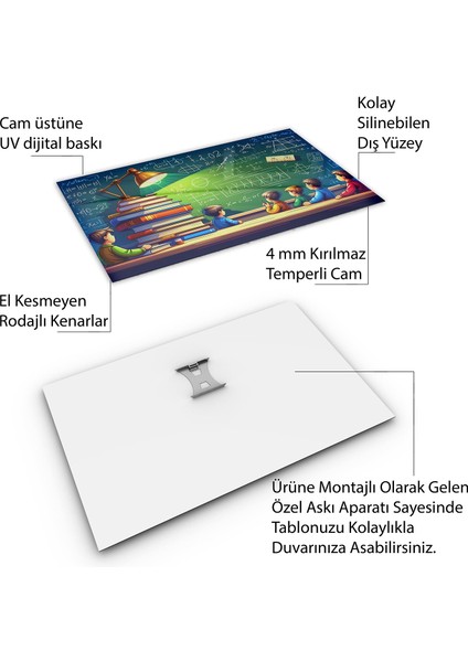Mesleki Cam Tablo - Öğretmen - Yatay Motif 11-167