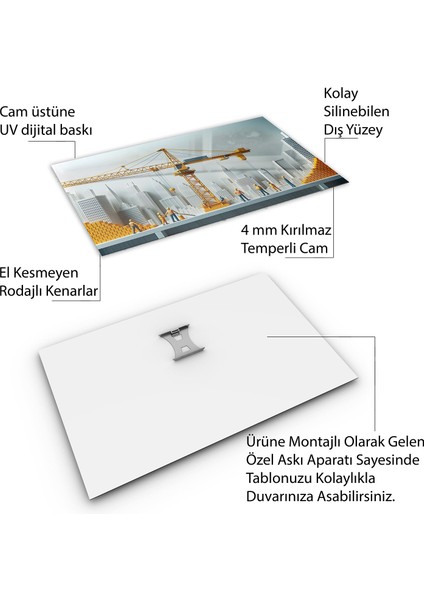 Mesleki Cam Tablo - Müteahhit - Yatay Motif 14-100