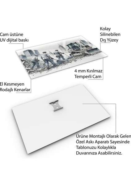 Mesleki Cam Tablo - Müteahhit - Yatay Motif 14-111