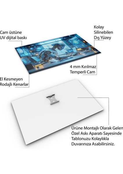 Mesleki Cam Tablo - Mühendis - Yatay Motif 09-161