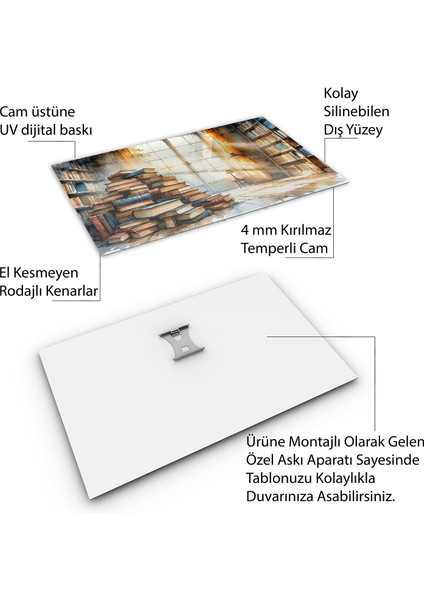 Mesleki Cam Tablo - Öğretmen - Yatay Motif 11-168