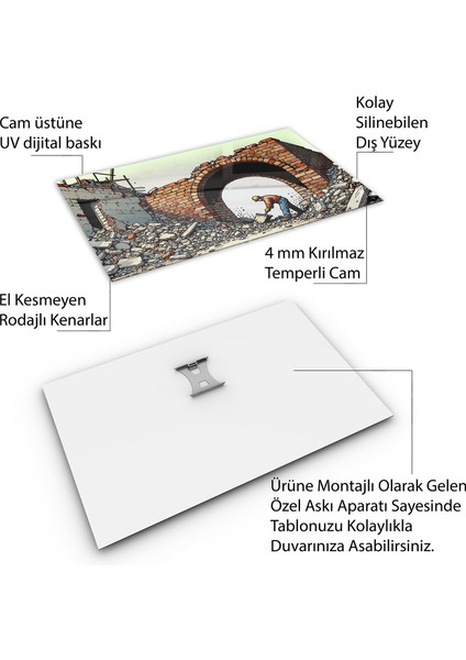 Mesleki Cam Tablo - Müteahhit - Yatay Motif 14-134