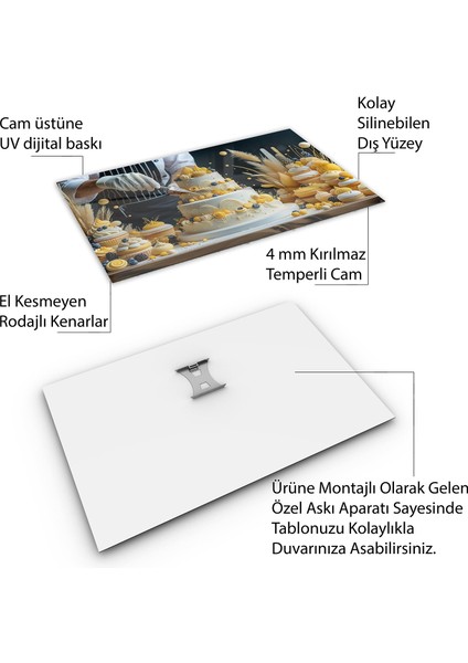 Mesleki Cam Tablo - Aşçı - Yatay Motif 01-134