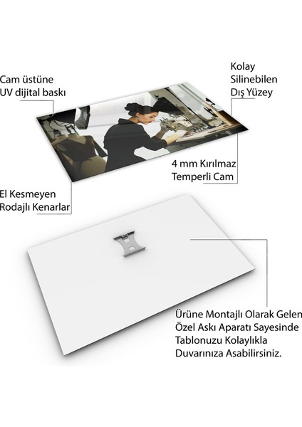 Mesleki Cam Tablo - Modacı - Yatay Motif 08-151