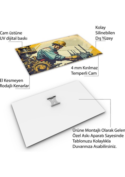 Mesleki Cam Tablo - Mühendis - Yatay Motif 09-173