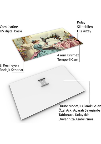 Mesleki Cam Tablo - Modacı - Yatay Motif 08-119