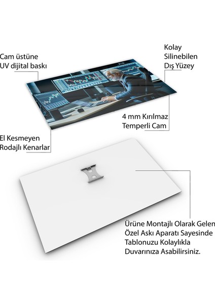 Mesleki Cam Tablo - Bankacı - Yatay Motif 02-191